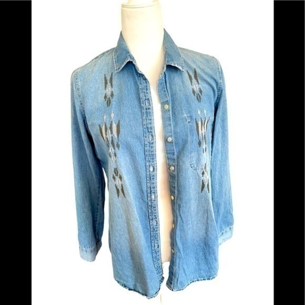 Zara Trafaluc Women's Blouse Cotton Fitted Embroidery Western Pocket Size XSmall
